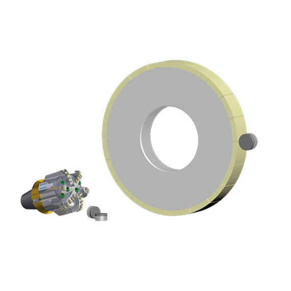 Vitrified diamond grinding wheel for machining PDC composite pieces/drill bits