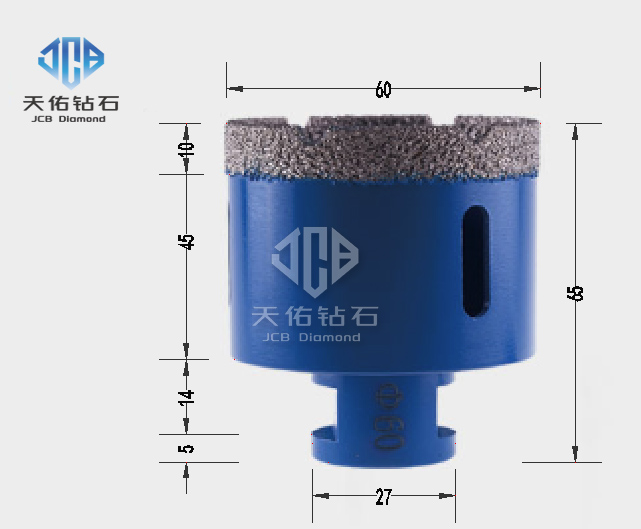 Brazed Angle Grinder Drill Bit Φ60*M14