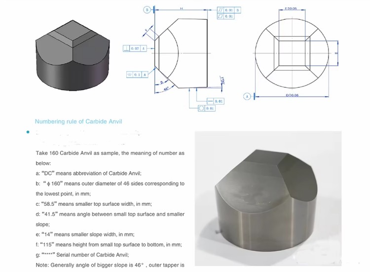 Hope HPHT Cubic Press Lab Grown Diamond Making Equipment Tungsten Carbide Anvil