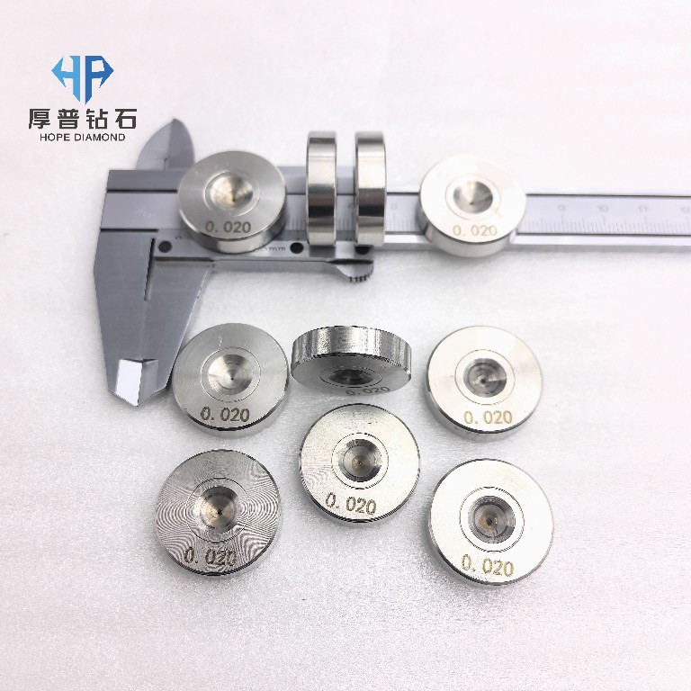 Size 25x6mm Hole 0.020mm ND Wire Drawing Die with Stainless Steel Holder for Copper Aluminum Steel Wire