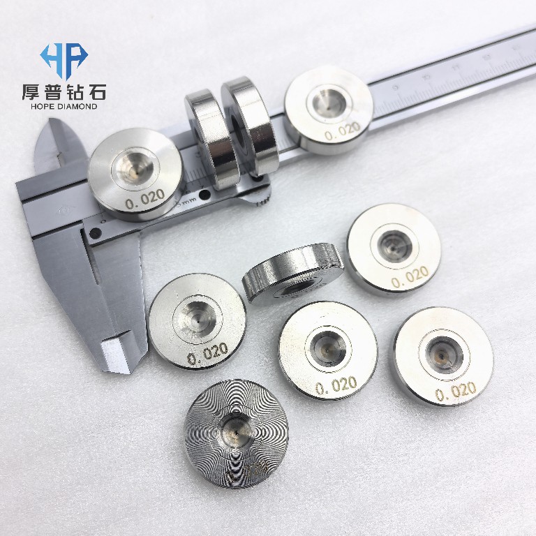 Size 25x6mm Hole 0.020mm ND Wire Drawing Die with Stainless Steel Holder for Copper Aluminum Steel Wire