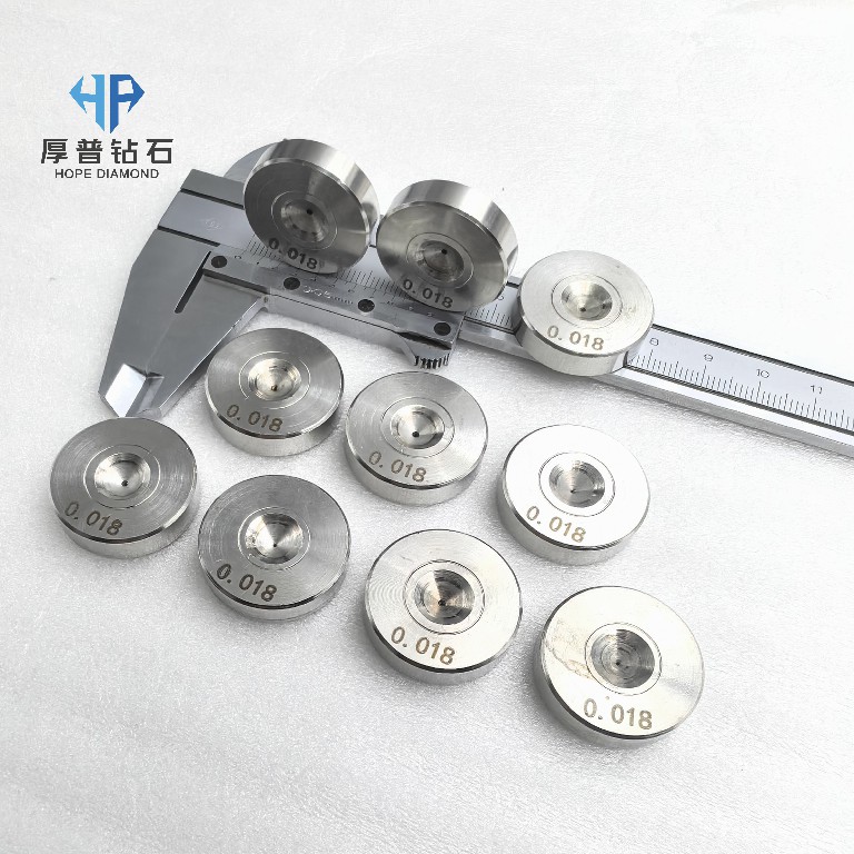 Size 25x6mm Hole 0.018mm ND Wire Drawing Die with Stainless Steel Holder for Copper Aluminum Steel Wire
