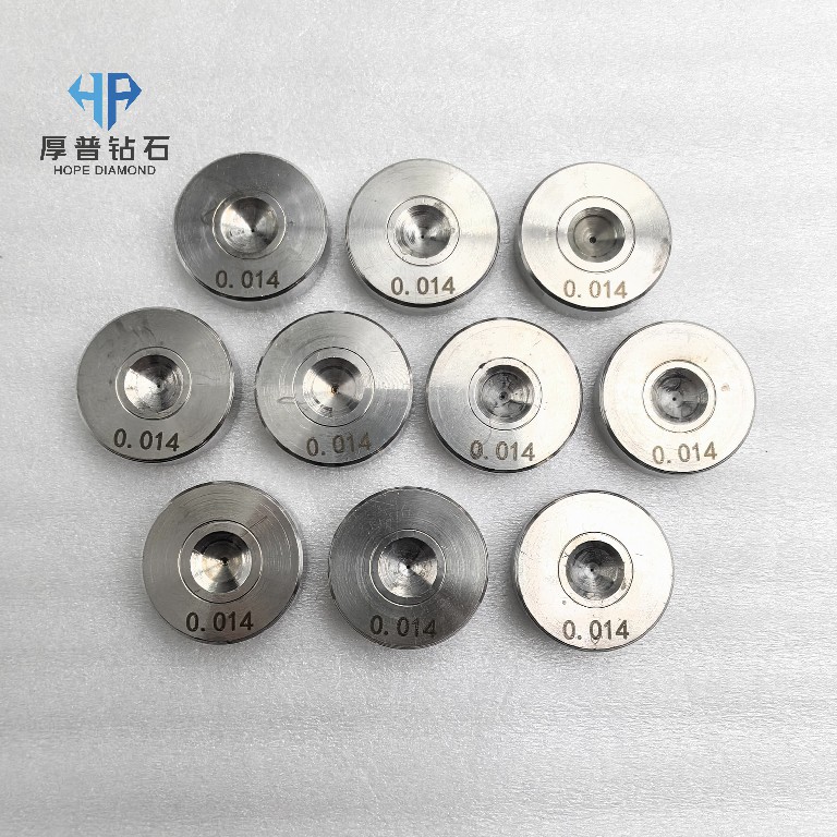 Size 25x6mm Hole 0.0.014mm ND Wire Drawing Die with Stainless Steel Holder for Copper Aluminum Steel Wire