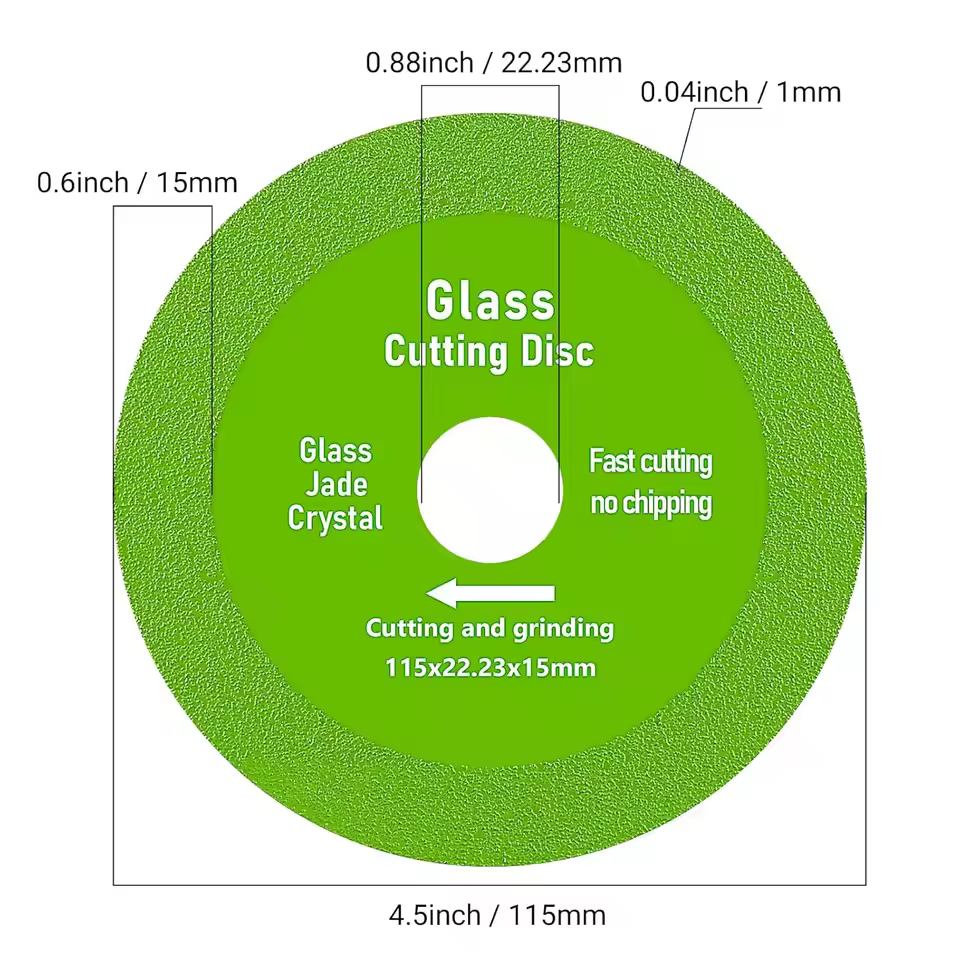 Hot Press Brazed Diamond Saw Blade 115mm 15mm Thickness for Porcelain Tile Ceramic Glass Cutting Smooth Edge Chip Free