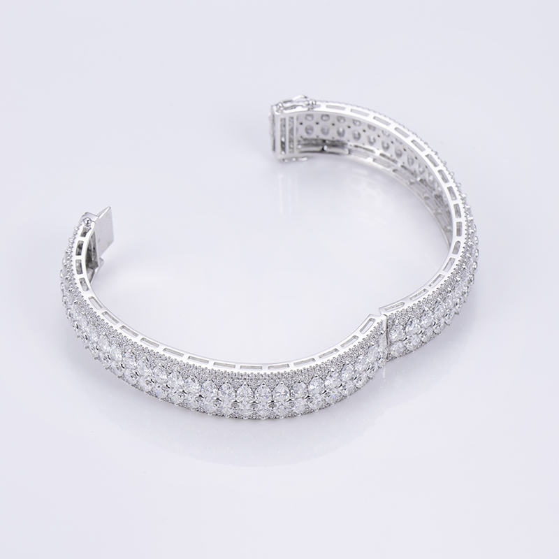 18K Lab-Grown Diamond Two-Tier Pear-Shape Bracelet | Delicate Round Diamond Accent Row | Luxury Fine Jewelry Gift for Her