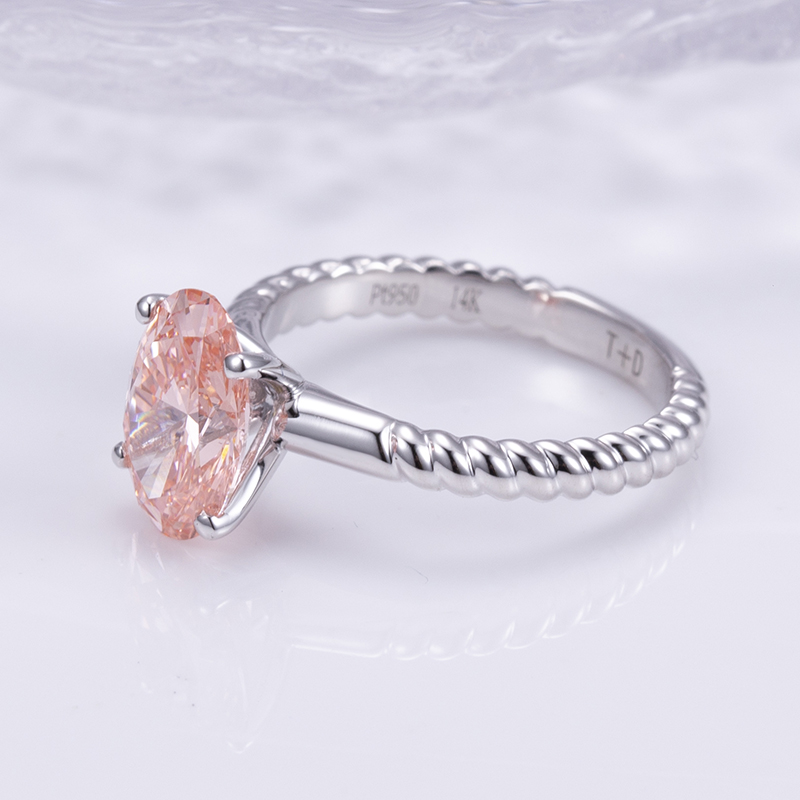 18K Rose Gold Lab-Grown Pink Oval Solitaire Engagement Ring for Women VVS Clarity, Excellent Cut