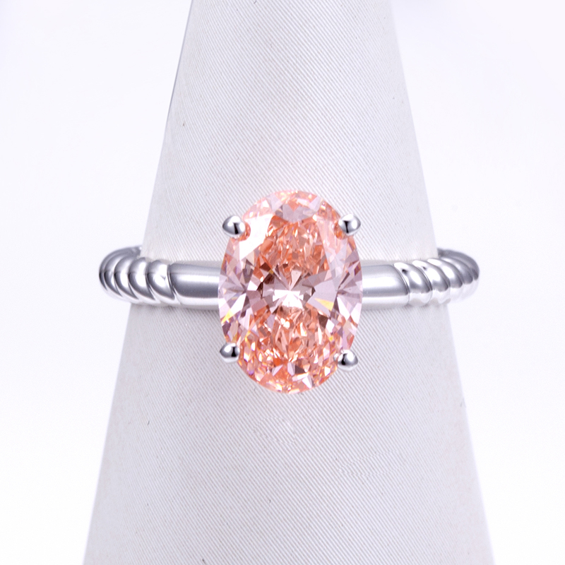 18K Rose Gold Lab-Grown Pink Oval Solitaire Engagement Ring for Women VVS Clarity, Excellent Cut