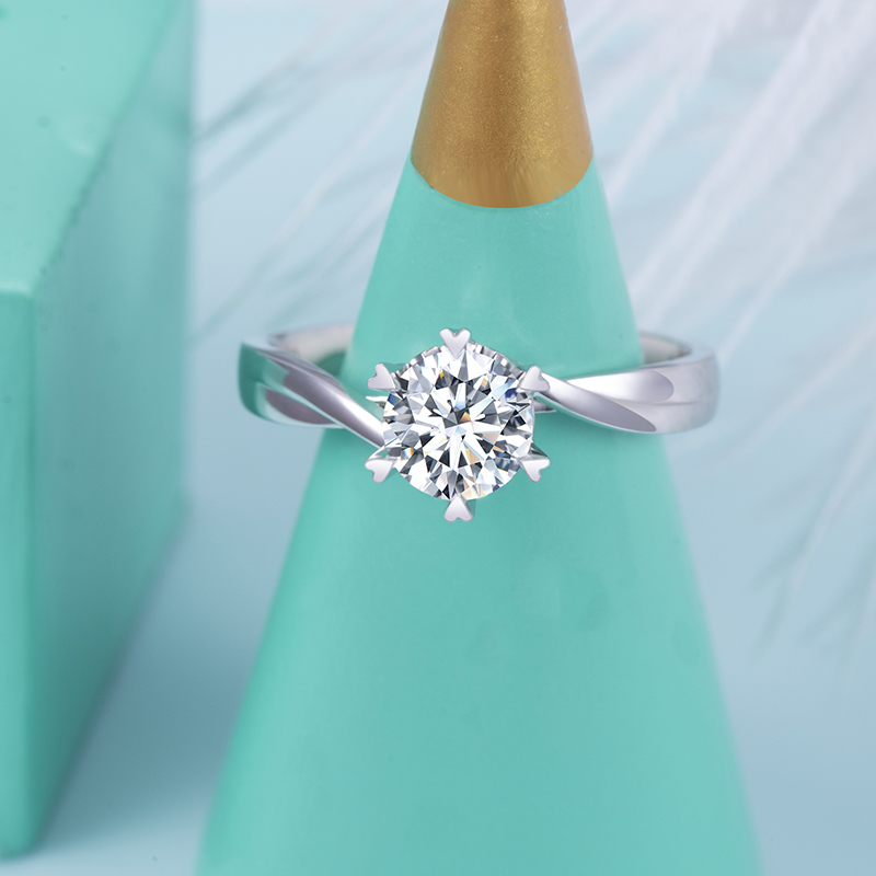 HOPE 18K Gold Round Lab-Grown Diamond IGI Certified D Color VVS Clarity Brilliant Cut Ring for Bride