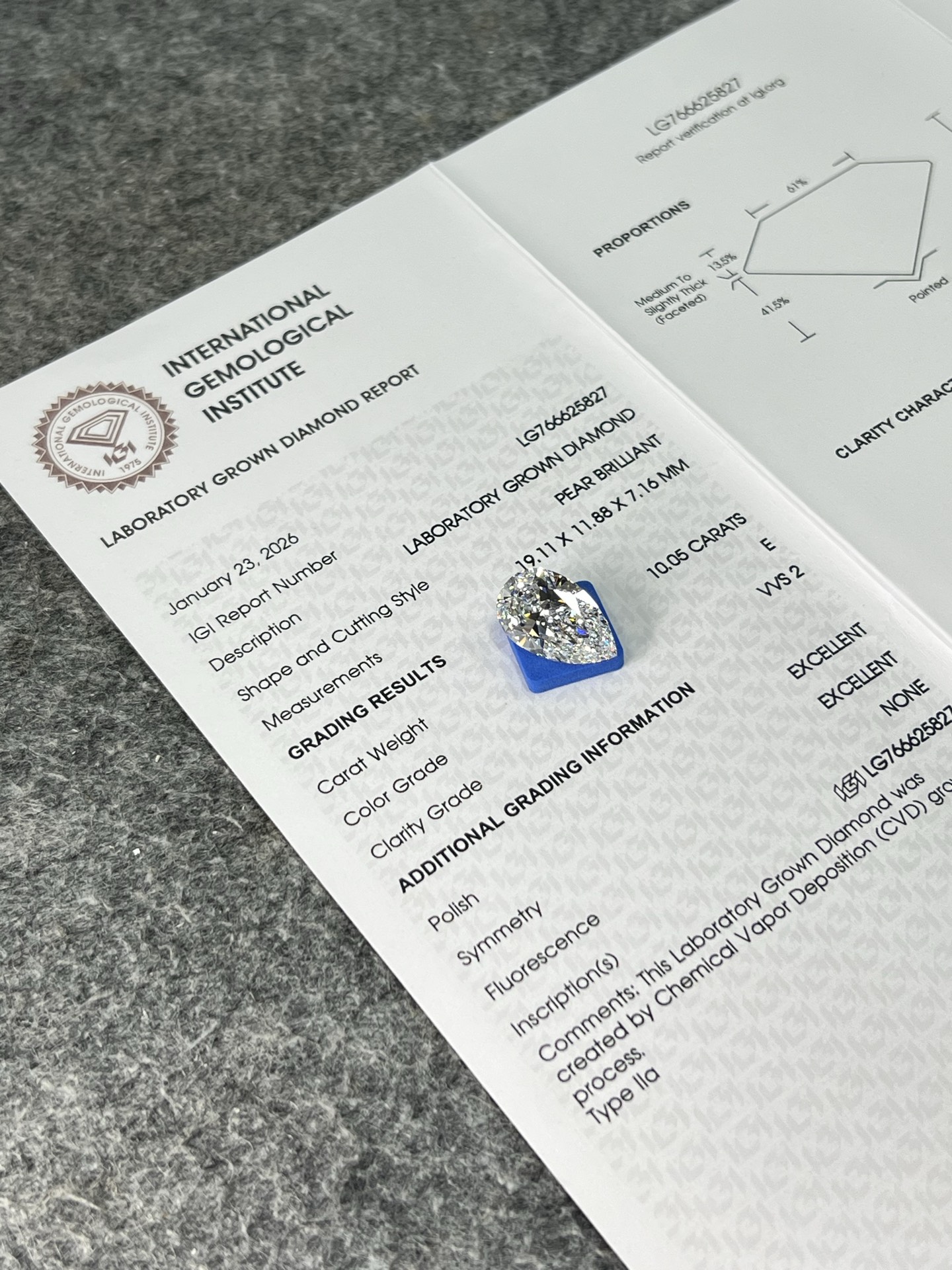 Pear Shape Loose Diamond E Color VVS Clarity IGI Certified Natural/Lab Grown Diamond for Jewelry Making