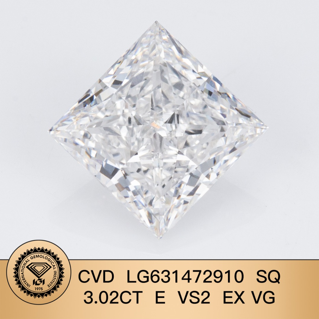 Wholesale 3.02ct CVD Princess Cut Diamond VS2 E Color Lab Created Loose Stone for Jewelry Making