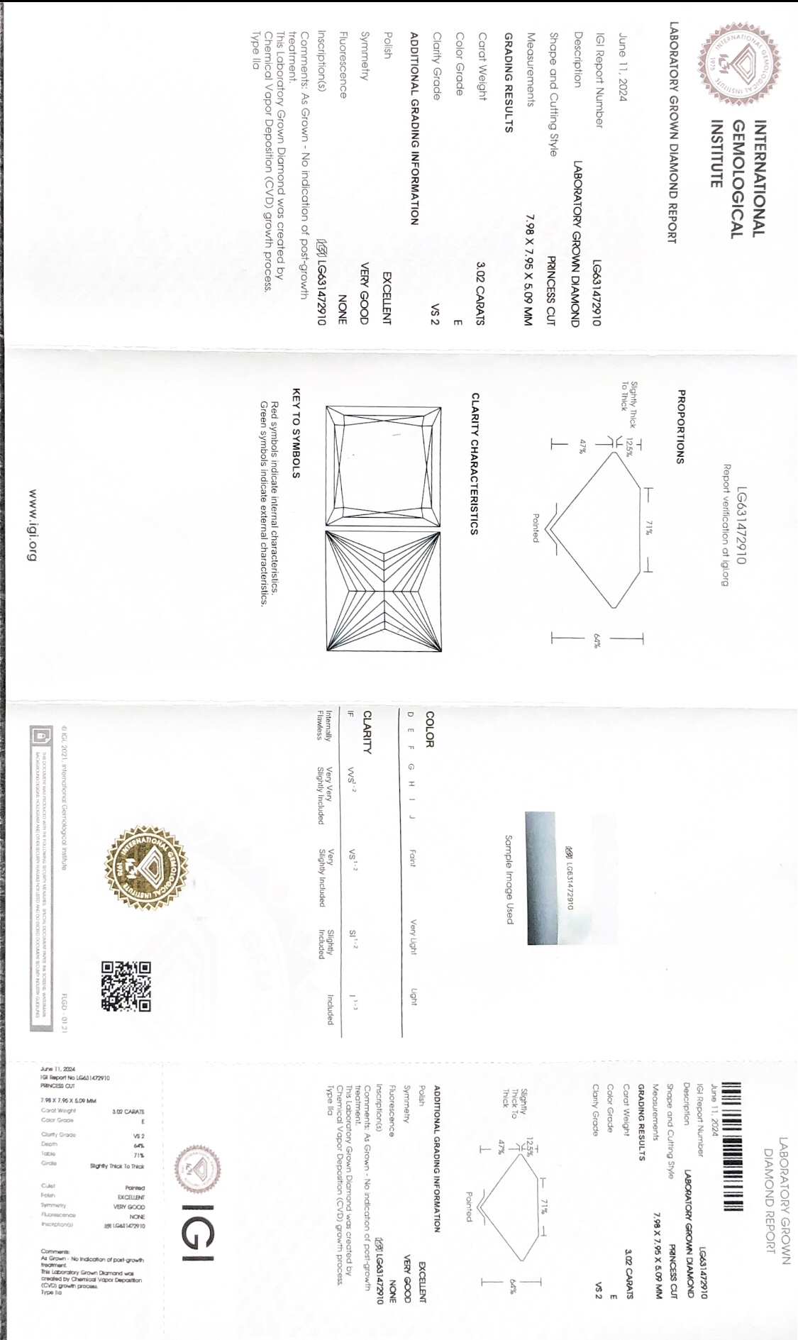 Wholesale 3.02ct CVD Princess Cut Diamond VS2 E Color Lab Created Loose Stone for Jewelry Making