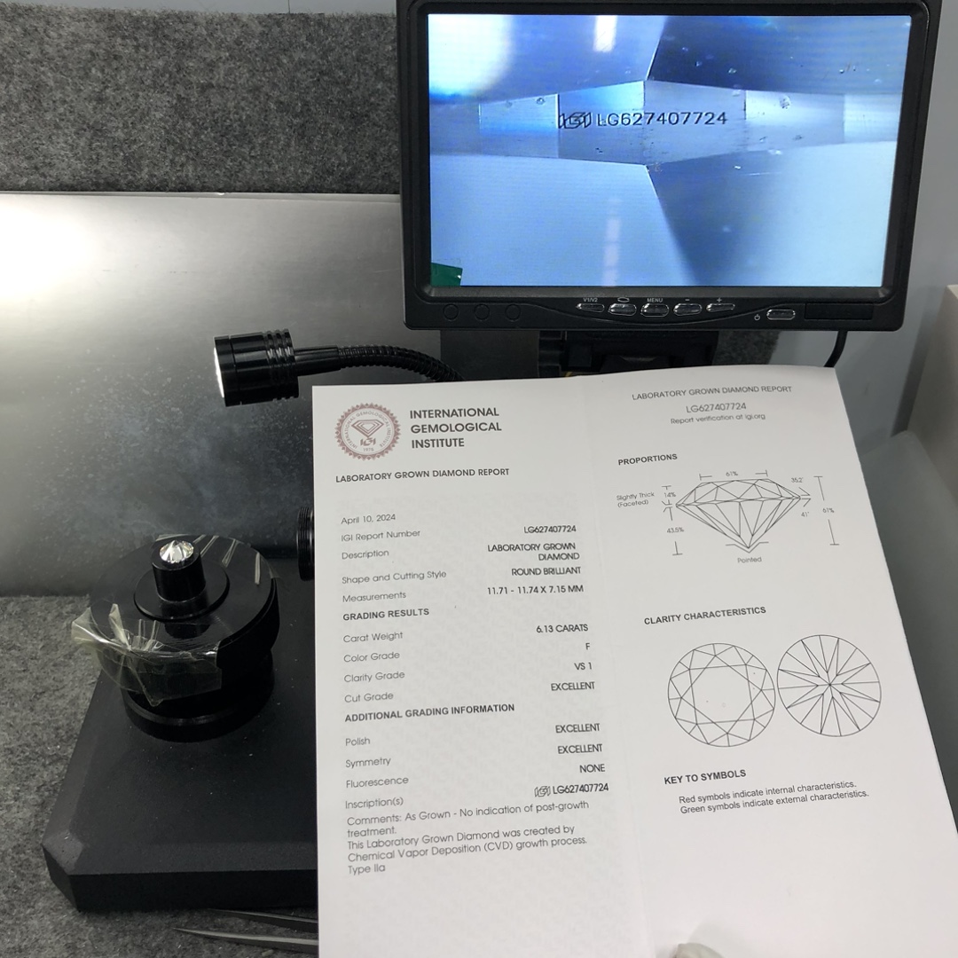 IGI Certified 6.13ct Round CVD Diamond F VS1 Lab Grown Loose Diamond Wholesale