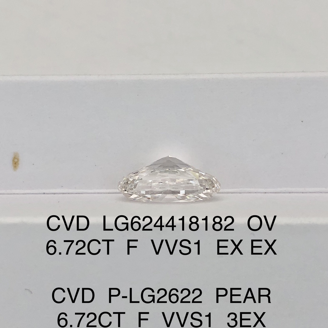 6.72 Carat CVD Lab Grown Diamond Oval Cut VVS1 Clarity F Color Loose Gemstone
