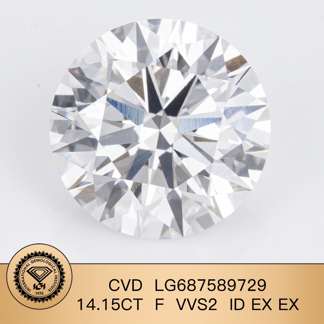 14.15ct CVD Lab Grown Diamond Round Brilliant Cut F VVS2 IGI Certified Loose Gemstone for Fine Jewelry