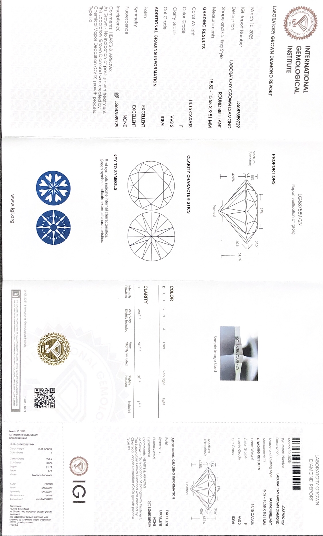 14.15ct CVD Lab Grown Diamond Round Brilliant Cut F VVS2 IGI Certified Loose Gemstone for Fine Jewelry