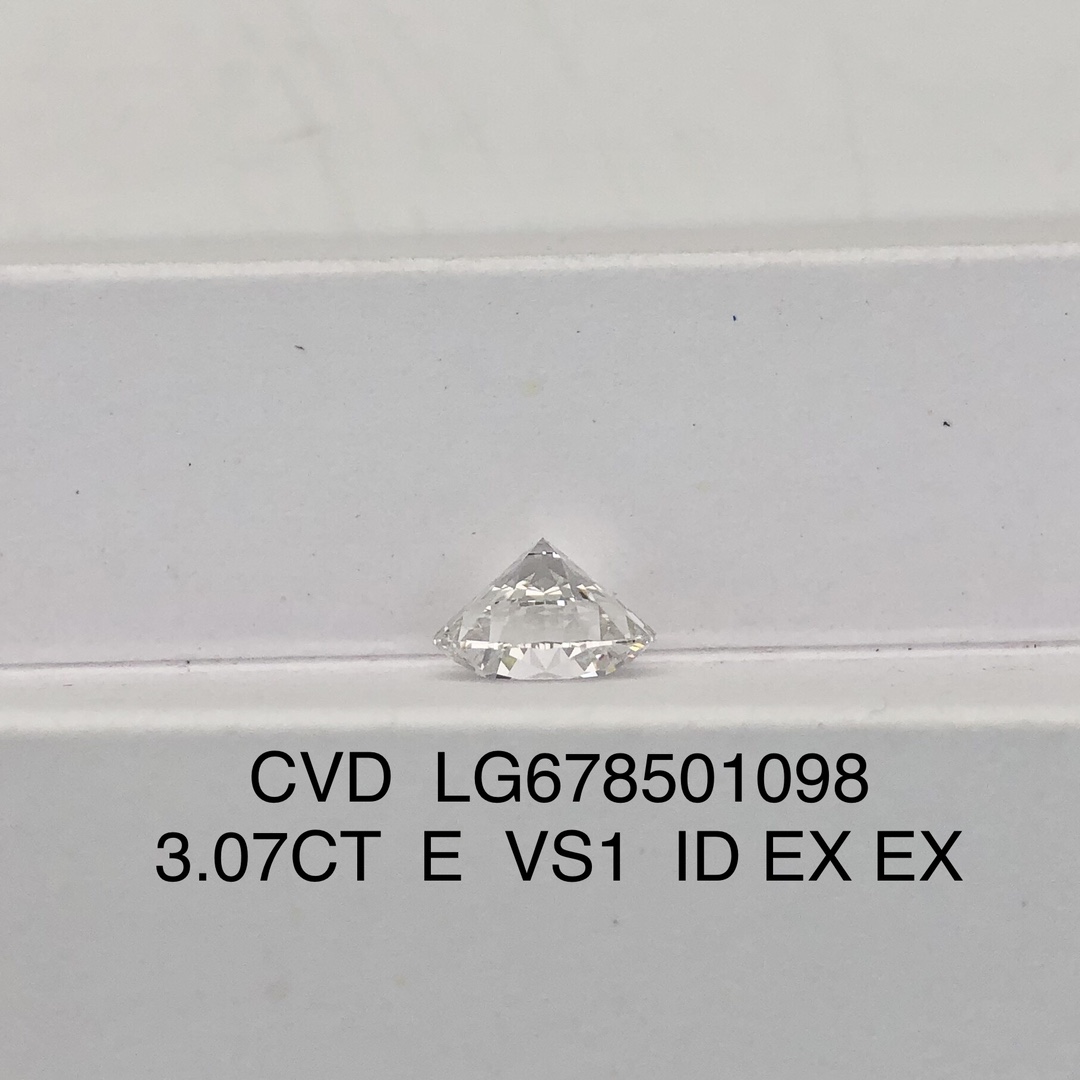 IGI Certified 3.07 Carat CVD Lab Grown Diamond Round Brilliant Cut E Color VS1 Clarity Loose Gemstone for Fine Jewelry