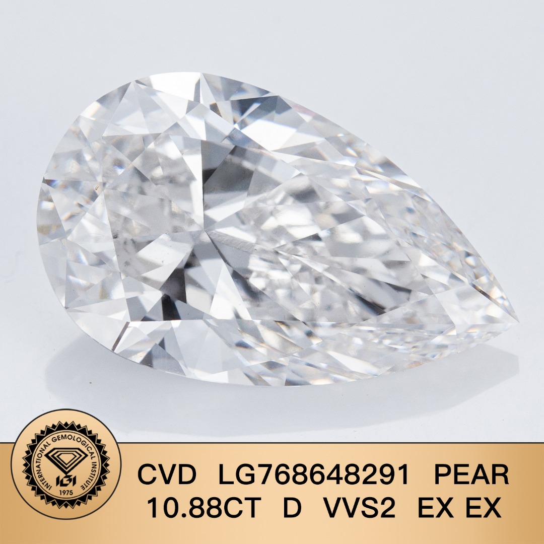 9.99ct F VS1 CVD Pear Shape Loose Lab Diamond Near-10ct Statement Stone for Luxury Jewelry