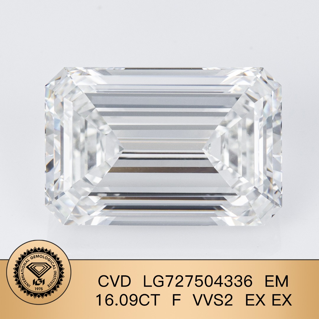 16.09ct Emerald Cut CVD Lab Grown Diamond F Color VVS2 Clarity, High-End Gemstone