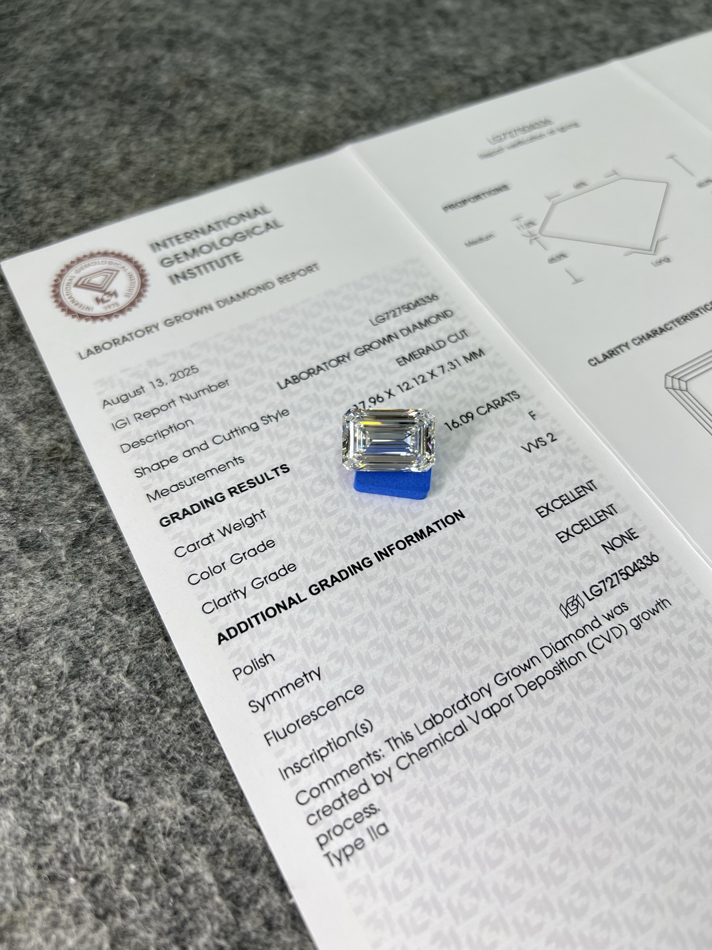 16.09ct Emerald Cut CVD Lab Grown Diamond F Color VVS2 Clarity, High-End Gemstone