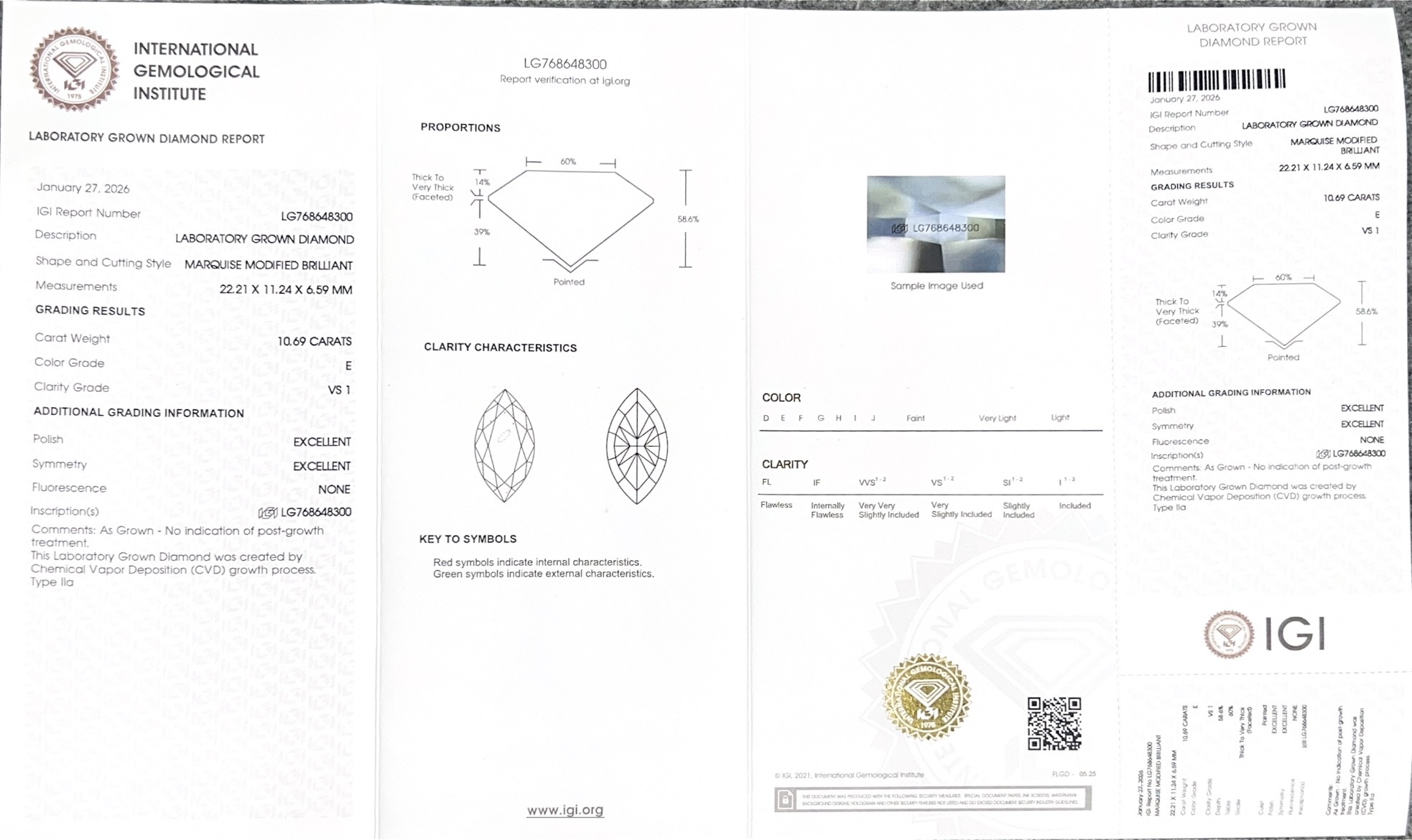 10.69 Carat E VS1 IGI Certified Lab Grown Diamond Marquise Cut CVD Loose Diamond for Jewelry Making