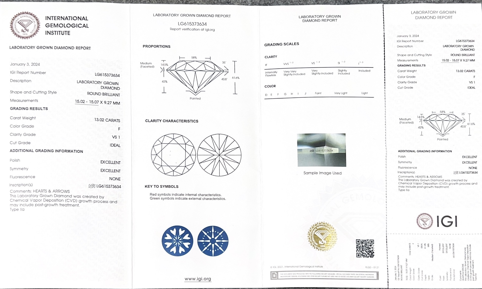 13 Carat Round E VS1 Lab Grown Diamond Loose Stone with IGI Report for Fine Jewelry