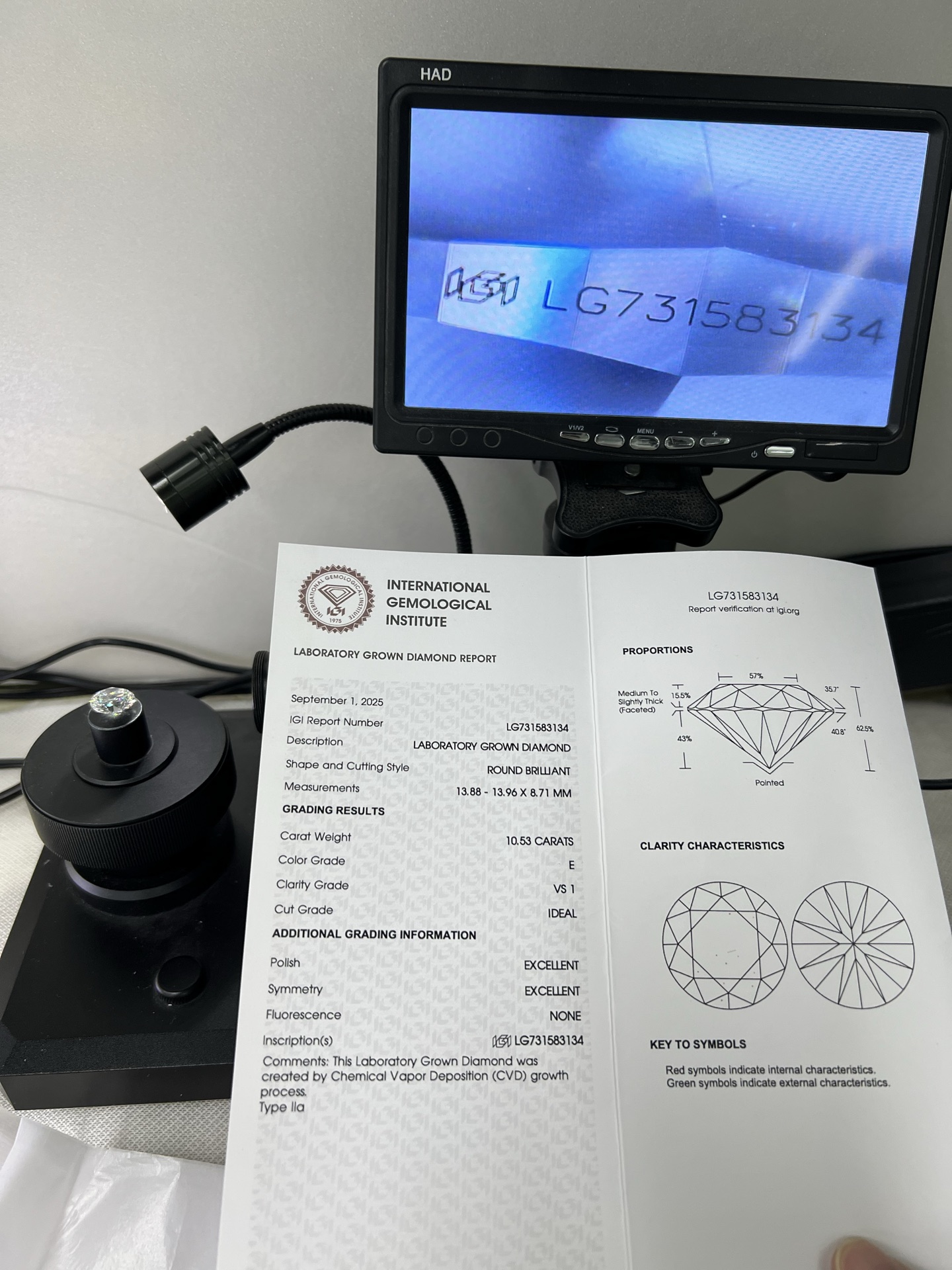 IGI Certified 10.53 Carat Round Lab Grown Diamond E VS1 Statement Loose Stone for Luxury Engagement Ring