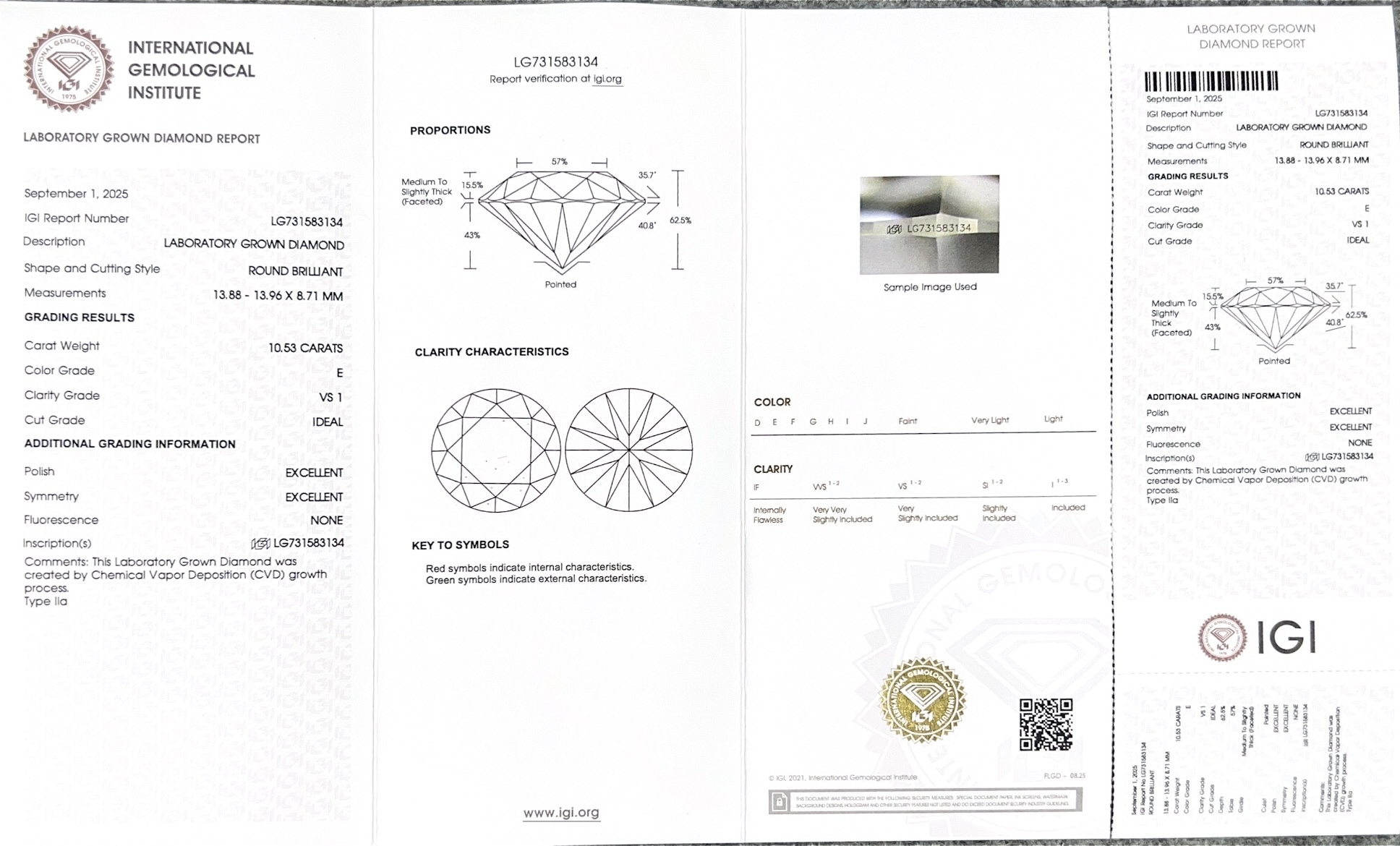 IGI Certified 10.53 Carat Round Lab Grown Diamond E VS1 Statement Loose Stone for Luxury Engagement Ring