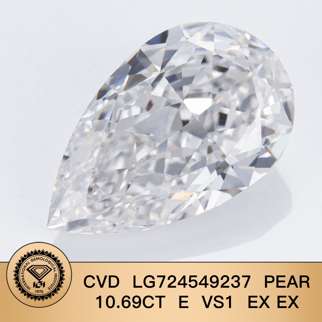 IGI Certified 10 Carat Pear Cut E VS1 Lab Grown Diamond Loose Stone for Luxury Bridal Engagement Ring