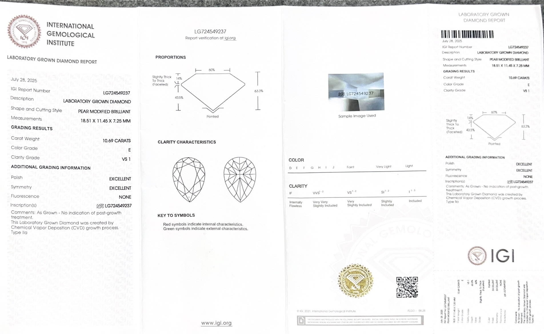 IGI Certified 10 Carat Pear Cut E VS1 Lab Grown Diamond Loose Stone for Luxury Bridal Engagement Ring