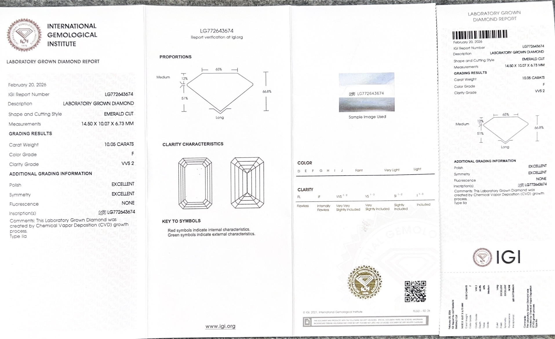 IGI Certified VVS2 F Color Excellent Cut CVD Emerald Cut Lab Grown Loose Diamond 1-10 Ct